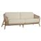 Palecek Casey Mid Century Beige Upholstered Taupe Rope Natural Teak Outdoor Sofa - 83"|Kathy Kuo Home