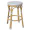 Lily French Country Blue White Woven Rattan Outdoor Backless Counter Stool|Kathy Kuo Home