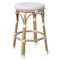 Lily French Country White Woven Rattan Outdoor Backless Counter Stool|Kathy Kuo Home