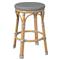 Lily French Country Grey White Woven Rattan Outdoor Backless Counter Stool|Kathy Kuo Home