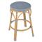 Lily French Country Blue Woven Rattan Outdoor Backless Counter Stool|Kathy Kuo Home
