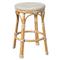 Lily French Country Beige White Woven Rattan Outdoor Backless Counter Stool|Kathy Kuo Home