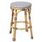 Lily French Country Black White Woven Rattan Outdoor Backless Counter Stool|Kathy Kuo Home