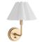 Polly French White Scalloped Linen Shade Natural Brass Sconce|Kathy Kuo Home