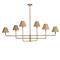 Polly Coastal Beach Brown Rattan Shade Natural Brass Chandelier|Kathy Kuo Home