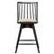 Lara Rustic Lodge Beige Striped Black Oak Swivel Windsor Counter Stool|Kathy Kuo Home