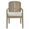 Sophia Coastal Beach Off White Boucle Brown Teak Outdoor Dining Arm Chair|Kathy Kuo Home