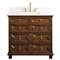 17th Century Updated Traditional White Marble Brown Wood Vanity Sink - 36&quot;|Kathy Kuo Home