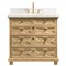 17th Century Updated Traditional White Marble Limewash Oak Wood Vanity Sink - 36&quot;|Kathy Kuo Home