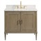 Cerise Updated Traditional White Marble Brown Wood Oak Vanity Sink - 37&quot;|Kathy Kuo Home