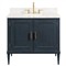 Cerise Updated Traditional White Marble Blue Oak Wood Vanity Sink - 37&quot;|Kathy Kuo Home