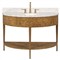 Isla Modern Classic White Marble Brown Burl Demilune Vanity Sink - 47&quot;|Kathy Kuo Home