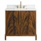 Ridge Updated Traditional White Marble Brown Mahogany Wood Vanity Sink - 37&quot;|Kathy Kuo Home