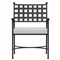 Emeline Cream Upholstered Black Iron Outdoor Dining Arm Chair|Kathy Kuo Home