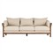 Louis Coastal Beach Beige Upholstered Brown Teak Cane Outdoor Sofa - 86&quot;