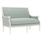 Juliette Sea Mist Velvet Vintage White Settee|Kathy Kuo Home