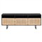 Emilie Mid Century Black Mango Wood Woven Cane Iron Base Media Console - 65&quot;W Overstock|Kathy Kuo Home