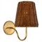 Visual Comfort Lyndsie Traditional Dark Wicker Shade Antique Brass Armed Sconce|Kathy Kuo Home