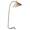 Camilla Coastal Seagrass Shade Black Iron Arched Floor Lamp|Kathy Kuo Home