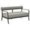 Madelle Modern Grey Striped Sunbrella Black Aluminum Outdoor Loveseat - 57&quot;|Kathy Kuo Home