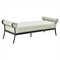 Madelle Modern Classic White Sunbrella Black Aluminum Outdoor Dining Bench|Kathy Kuo Home