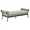 Madelle Modern Classic Grey Striped Sunbrella Black Aluminum Outdoor Dining Bench|Kathy Kuo Home