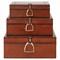 Charlee Traditional Brown Leather Rectangular Decorative Box - Set of 3|Kathy Kuo Home