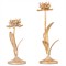Malone French Country Distressed Gold Iron Floral Candleholder - Set of 2|Kathy Kuo Home