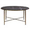 Emari French Country Black Marble Antique Brass Round Coffee Table|Kathy Kuo Home