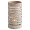 Hollis Coastal Whitewash Rattan Hurricane Candleholder - Small|Kathy Kuo Home