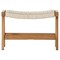 Open Box Dion Coastal Beach Light Brown Woven Rope Natural Teak Wood Outdoor Stool|Kathy Kuo Home
