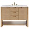 Corine Coastal Beach White Carrara Marble Oak Woven Cane Vanity Sink - 48&quot;|Kathy Kuo Home