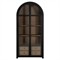 Elsa Updated Traditional Black Wood Rattan Arched China Cabinet|Kathy Kuo Home