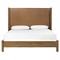 Chris Rustic Lodge Brown Leather Oak Wood Bed - Queen|Kathy Kuo Home