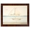Solas Coastal Beige Sailboat Brown Walnut Burl Frame Painting - 12x16|Kathy Kuo Home