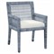Mako Coastal Beach Blue Rattan White Performance Dining Arm Chair|Kathy Kuo Home