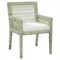 Mako Coastal Beach Green Rattan White Performance Dining Arm Chair|Kathy Kuo Home