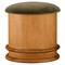 Jonathan Modern Olive Green Faux Mohair Brown Birch Round Storage Ottoman|Kathy Kuo Home
