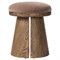 Mira Modern Classic Brown Velvet Dark Wood Round Stool|Kathy Kuo Home