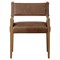 Ely Rustic Lodge Cigar Brown Leather Light Oak Wood Dining Arm Chair|Kathy Kuo Home