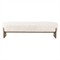 Leith Modern Classic White Fleece Brown Wood Bedroom Bench|Kathy Kuo Home