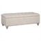 Farrah Updated Traditional Cream Linen Nailhead Trim Tufted Bedroom Storage Bench|Kathy Kuo Home