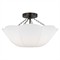 Visual Comfort Studio Stassi French Country Aged Iron White Scalloped Shade Semi Flush Mount|Kathy Kuo Home