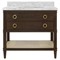 Worlds Away Cutler French Country White Marble Cane Dark Brown Oak Vanity Sink - 37&quot;|Kathy Kuo Home