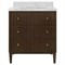 Worlds Away Odin Modern Classic White Marble Fluted Dark Brown Oak Bath Vanity Sink - 31&quot;|Kathy Kuo Home