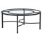 Emeline Glass Black Iron Round Outdoor Coffee Table|Kathy Kuo Home