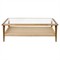 Carmela Coastal Beach Brown Oak Woven Rush Glass Square Coffee Table|Kathy Kuo Home