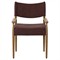 Odelia Modern Classic Maroon Velvet Brown Oak Dining Arm Chair|Kathy Kuo Home