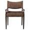 Odelia Modern Classic Brown Leather Oak Dining Arm Chair|Kathy Kuo Home