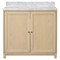 Cynthia Modern Classic Carrara Marble Bleached Oak Vanity Sink - 36&quot;|Kathy Kuo Home